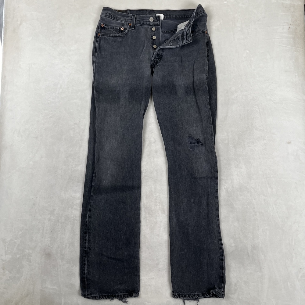 Vintage Levi's 501 Jeans Mens 34x36 Gray Straight Button Fly Denim Stain Fade